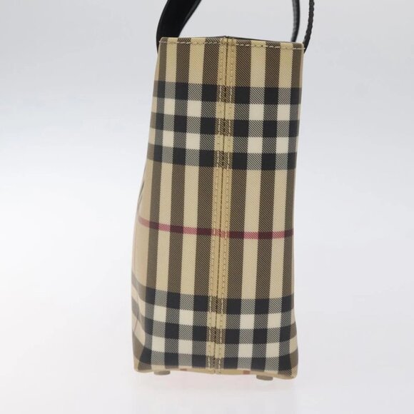 BURBERRY Nova Check Hand Bag PVC Beige Silver Auth - Picture 8 of 16